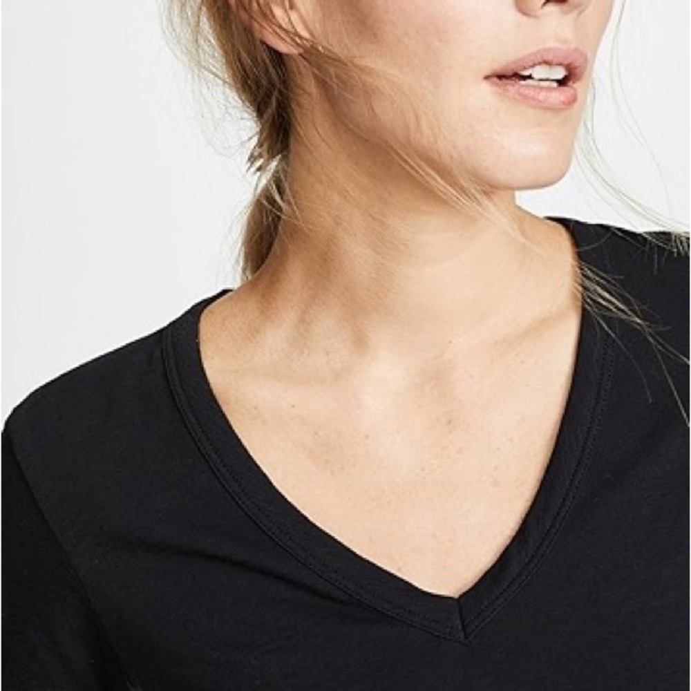 rag & bone Black V-Neck Short Sleeve Tee Slub 100% Cotton XS